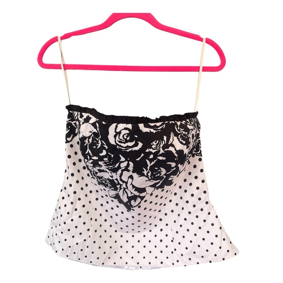 White Black House Market Floral Black and White Tube Formal Top Size 14 - Picture 1 of 10